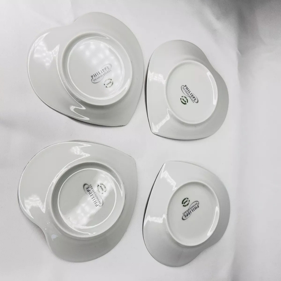 4 Limoges France Philippe Deshoulieres‎ Silver Platinum HEART Plates Porcelain - Picture 7 of 7